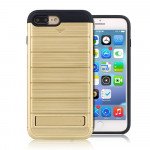 Wholesale iPhone 7 Plus Card Pocket Hybrid Case (Gold)